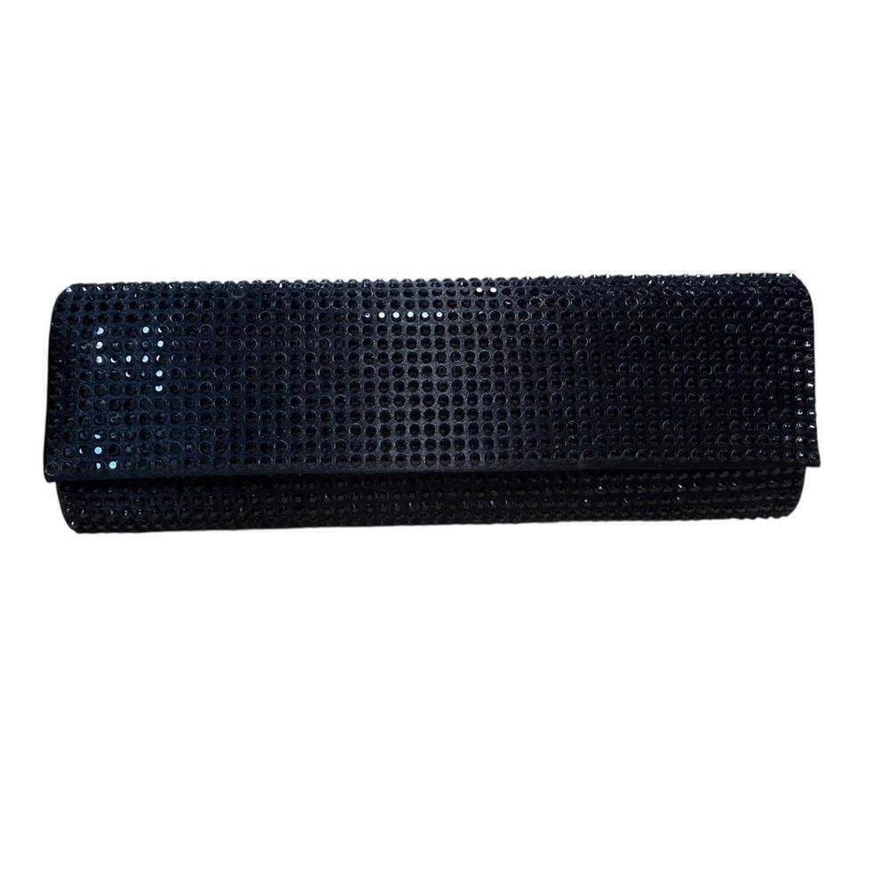 Express Rhinestone Box Clutch Women's Black Evening Wedding Party Bag Sparkly